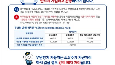 시흥시, 자동차 무보험 운행·무단방치 행위 뿌리 뽑는 대대적 홍보 펼쳐