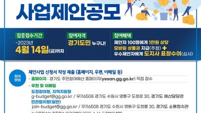 경기도, 4월 14일까지 주민참여예산 제안사업 집중접수