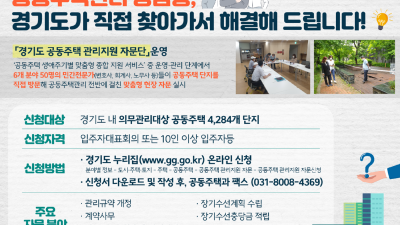 공동주택관리 궁금증, 경기도가 직접 찾아가 자문합니다