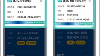 경기도, ‘경기똑D’ 앱 통해 전국 최초 성실납세자 모바일 인증서 도입