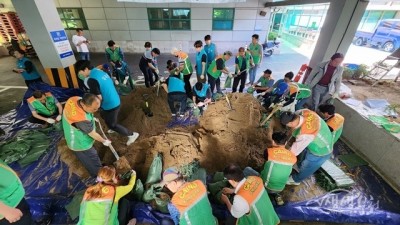 부천 심곡동, 여름철 집중호우 대비 수방자재 비축 및 모의훈련 실시