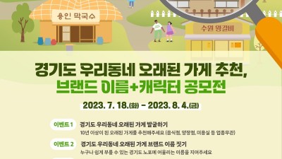 경기도, 오래된 가게(노포) 관광 명소로 개발. 가게 추천 등 공모전 진행