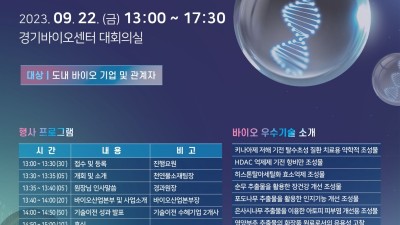 경기도, 22일 바이오 우수기술 설명회 열어, 7개 바이오 기술 소개