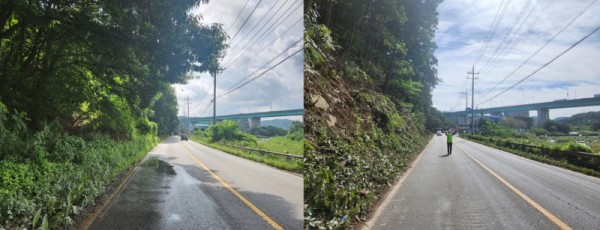 6. 용인특례시가 동부동 일원 산림 급경사지의 위험 수목을 제거하는 사업을 완료했다. 왼쪽은 사업 시행 전_ 오른쪽은 사업 시행 후 모습..jpg