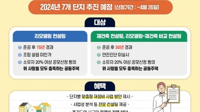 경기도, 노후 공동주택 재정비 컨설팅 사업 7개 단지 진행