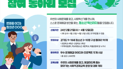 경기도·경기도사회적경제원, ‘지구를 구하는 유쾌한 청소년 사회혁신캠프 시즌2’ 참여 청소년동아리 모집