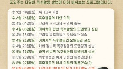 수원시 창룡도서관, ‘독후활동지도사 2급 자격증 과정’ 운영