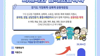 경기도, 지난해 가정폭력·성폭력공동대응팀 1만4천680명에 심리상담·법률 등 지원