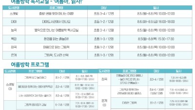 시흥시 북부권역 공공도서관, 다채로운 여름방학 프로그램 운영