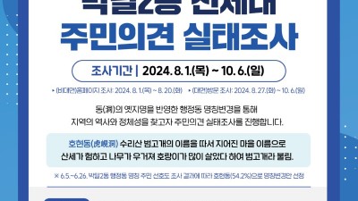 안양시, ‘박달2동→호현동’ 행정동 명칭변경 주민의견 듣는다