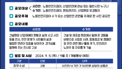 경기도, ‘안전한 일터’ 만들기 위한 사진·수기 공모전 개최