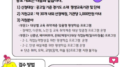 경기도평생교육진흥원, 2024년 평생학습 활성화사업 참여기관 모집