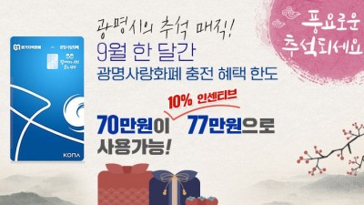 광명시민 부담 던다… 명절 물가 잡을 광명시의 추석 매직! 지역화폐 70만 원 충전하면 77만 원으로