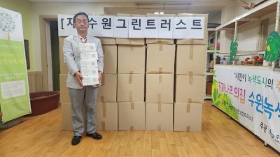 (재)수원그린트러스트, 수원시 각 동·사회복지시설에 마스크 4만 장 기부