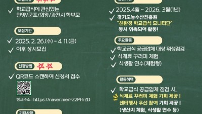 (재)안양·군포·의왕·과천 공동급식지원센터, 2025학년도 학부모 모니터링단 모집