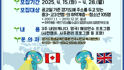 취약계층 청소년 해외연수 ‘경기 청소년 사다리’, 4.4대1 경쟁률 기록