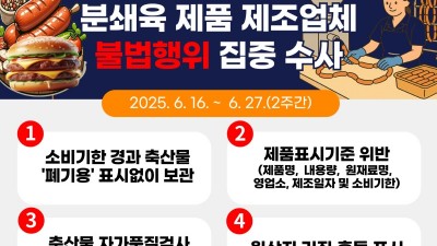 경기도 특사경, 분쇄육 제품 제조업체 360곳 햄버거병 예방 집중수사